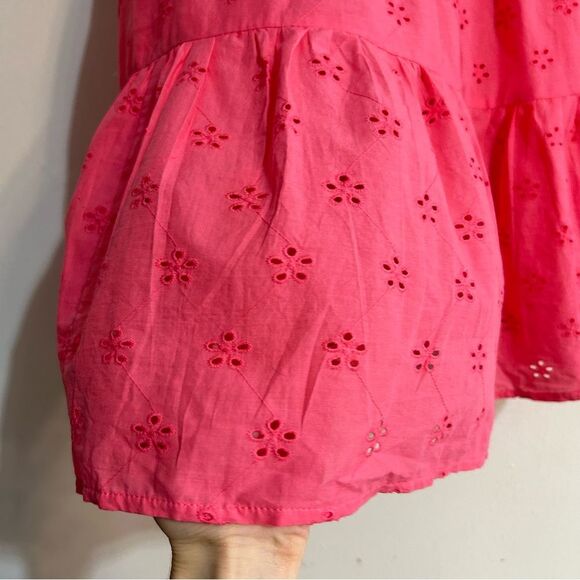 J. Crew Factory Cotton Eyelet Midi Dress Size 2 Hot Pink - Picture 5 of 11